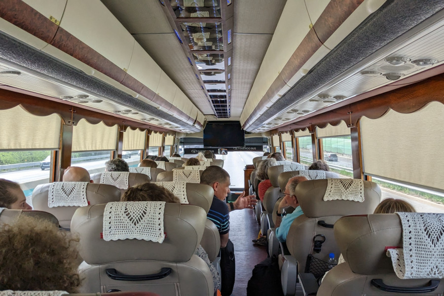 Der Blick aus einem der drei Tourbusse, mit denen die Bremer Philharmoniker in Südkorea von Stadt zu Stadt reisen.
