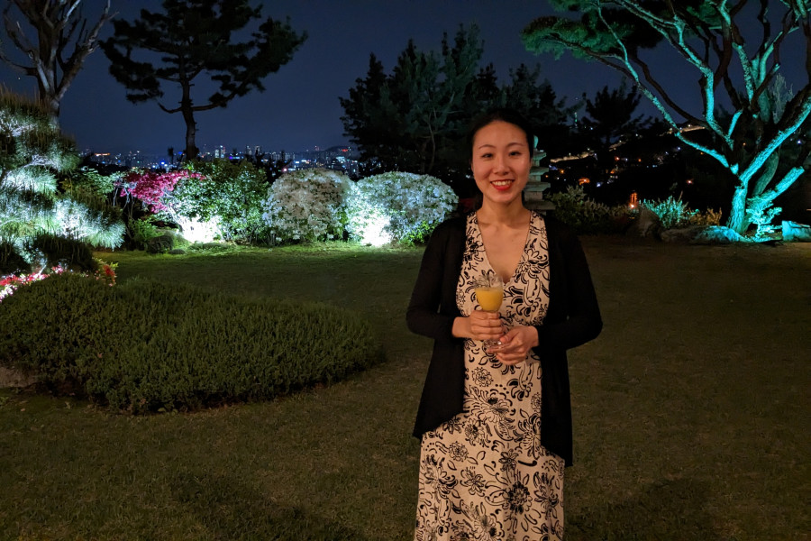 Die Violinistin Jihye Seo-Georg beim Empfang in der Residenz der deutschen Botschaft in Seoul..