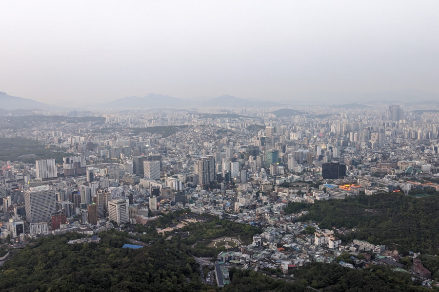 Der Blick vom Seoul Tower auf die Stadt.
